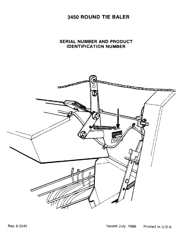 Схема запчастей Case IH 3450 - (01-3) - SERIAL NUMBER AND PRODUCT IDENTIFICATION NUMBER 