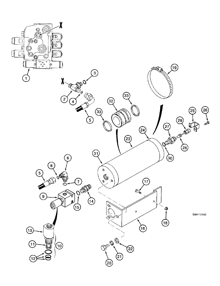 Схема запчастей Case IH 2188 - (8-60) - ACCUMULATOR, MOUNTING AND SYSTEM (07) - HYDRAULICS