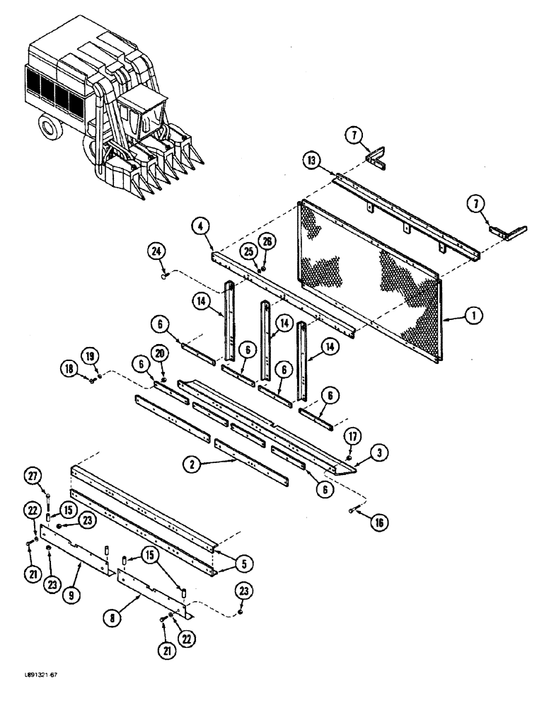 Схема запчастей Case IH 1822 - (9C-18) - RIGHT BASKET SIDE (16) - BASKET