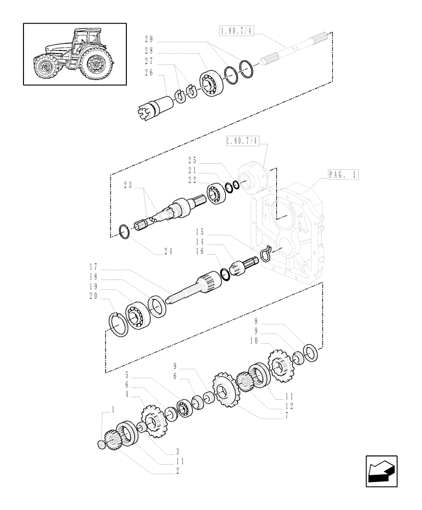 Схема запчастей Case IH JX1080U - (1.80.1/07[02]) - (VAR.729) SYNCHRO MESH GEARED POWER TAKE -OFF 540- 750 - 1000 RPM - GEAR SHAFTS (07) - HYDRAULIC SYSTEM