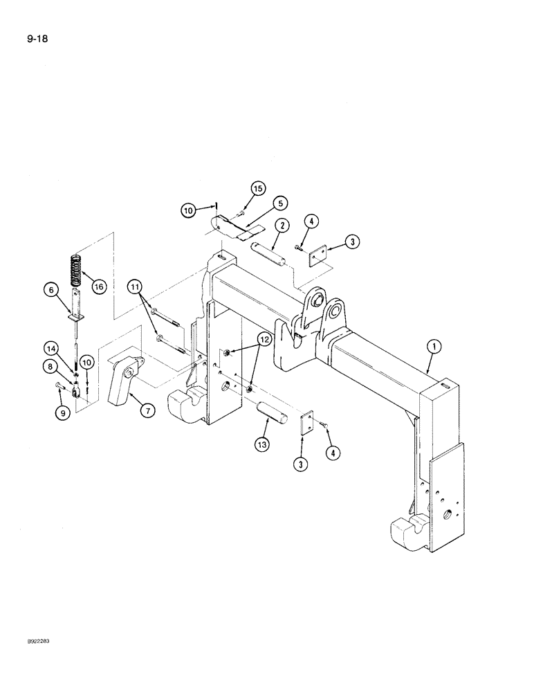 Схема запчастей Case IH 9210 - (9-018) - QUICK HITCH COUPLER, CATEGORY III (09) - CHASSIS/ATTACHMENTS