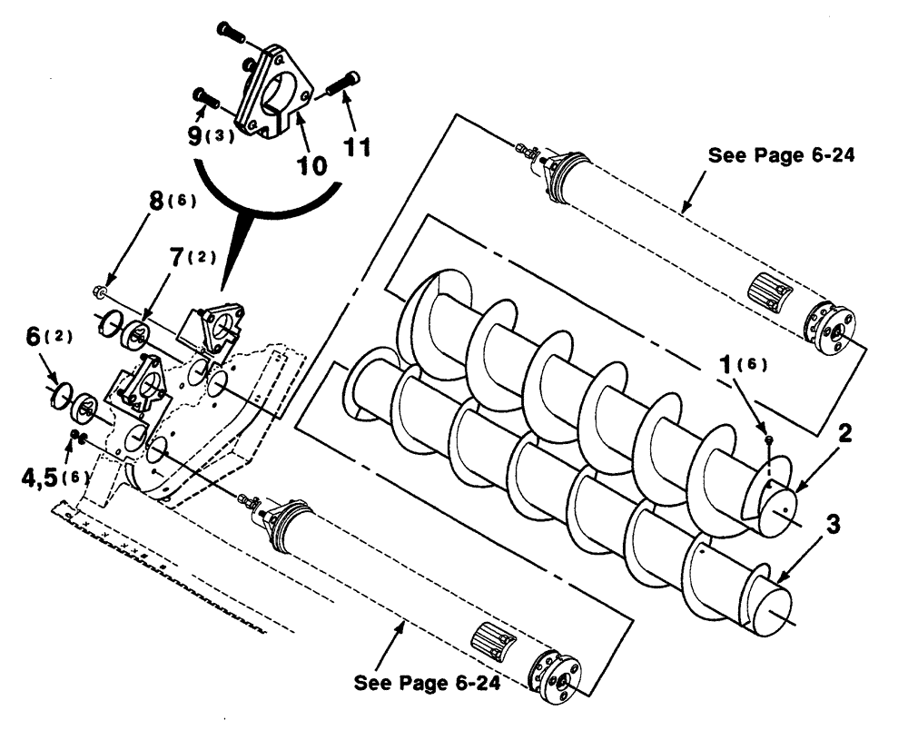 Схема запчастей Case IH 325 - (6-18) - AUGER ASSEMBLY - RIGHT (15 FOOT) (58) - ATTACHMENTS/HEADERS