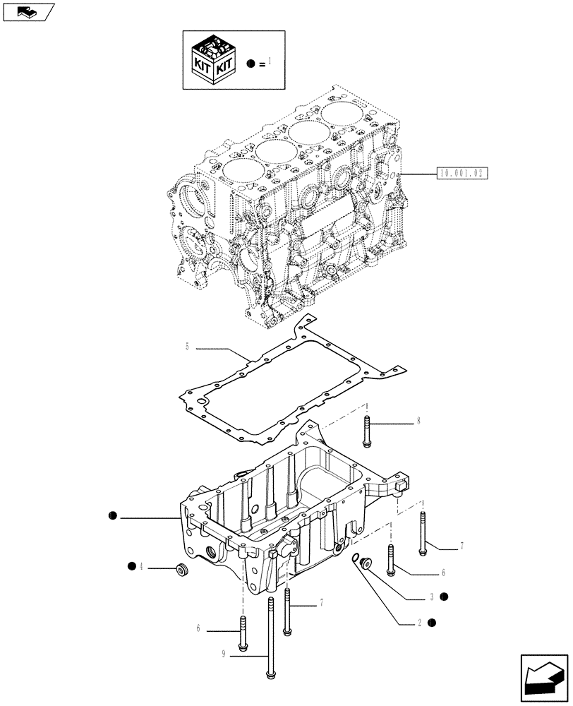 Схема запчастей Case IH F5AE5484A A002 - (10.102.01) - OIL SUMP & RELATED PARTS (504379028) (10) - ENGINE