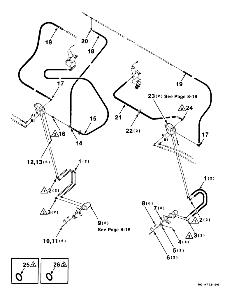 Схема запчастей Case IH 425 - (8-14) - HYDRAULIC DRAPER DRIVE ASSEMBLY, CONTINUED (35) - HYDRAULIC SYSTEMS