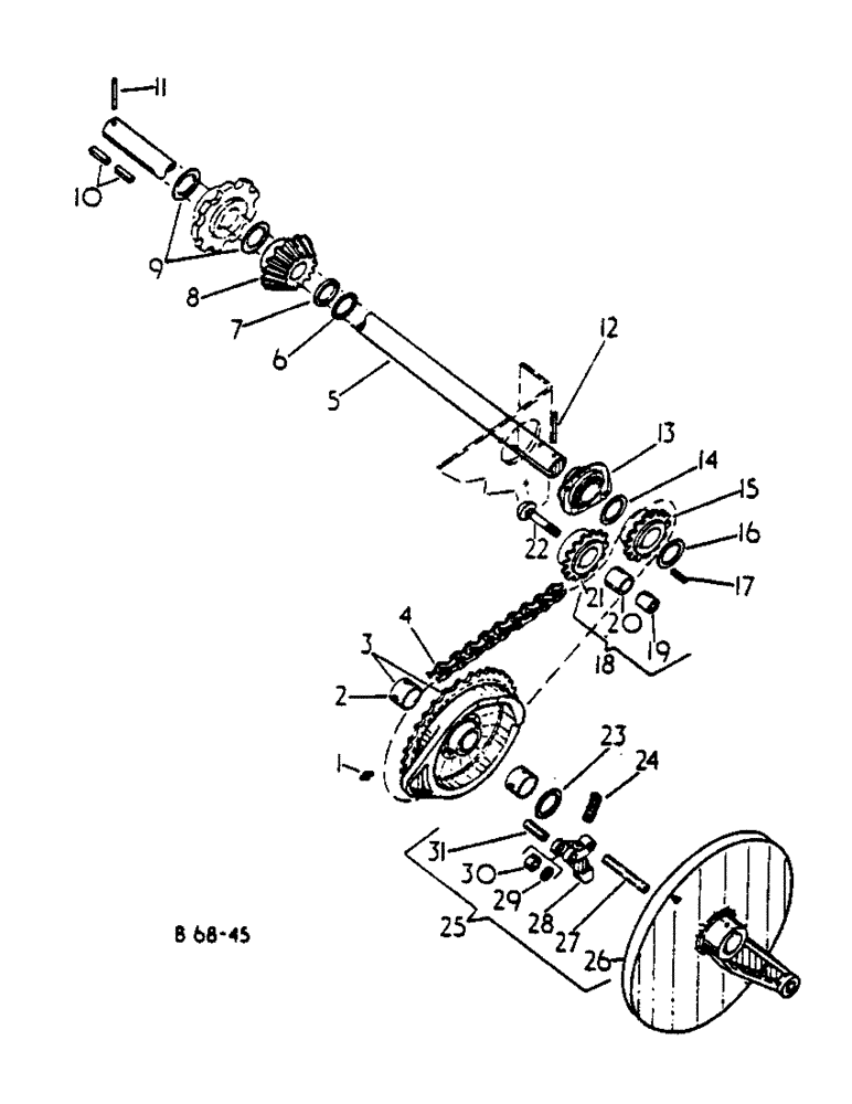 Схема запчастей Case IH 425 - (A-30) - KNOTTER DRIVE CHAIN AND REAR SHAFT 