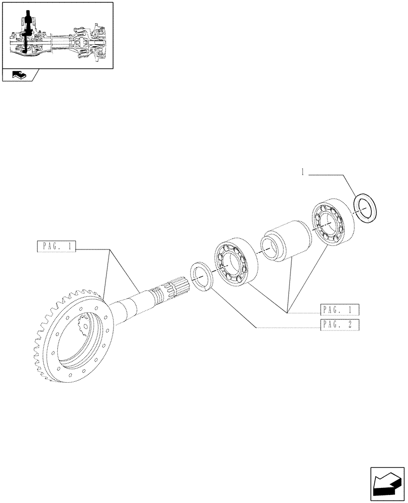 Схема запчастей Case IH FARMALL 85C - (1.40.3/06[03]) - FRONT AXLE WITH LIMITED SLIP DIFF., WITH FRONT BRAKE (40 KM/H) - SHIMS (VAR.331324) (04) - FRONT AXLE & STEERING