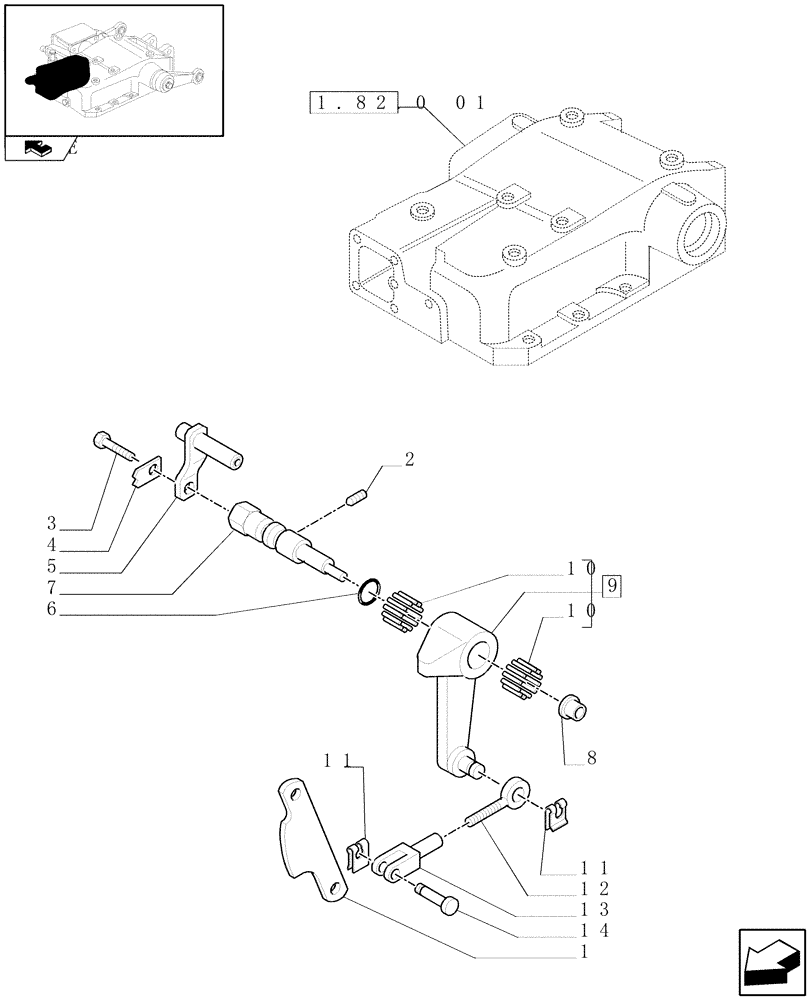 Схема запчастей Case IH FARMALL 60 - (1.82.5[06]) - LIFT CONTROLS - TIE-ROD, LEVER AND BEARING (07) - HYDRAULIC SYSTEM