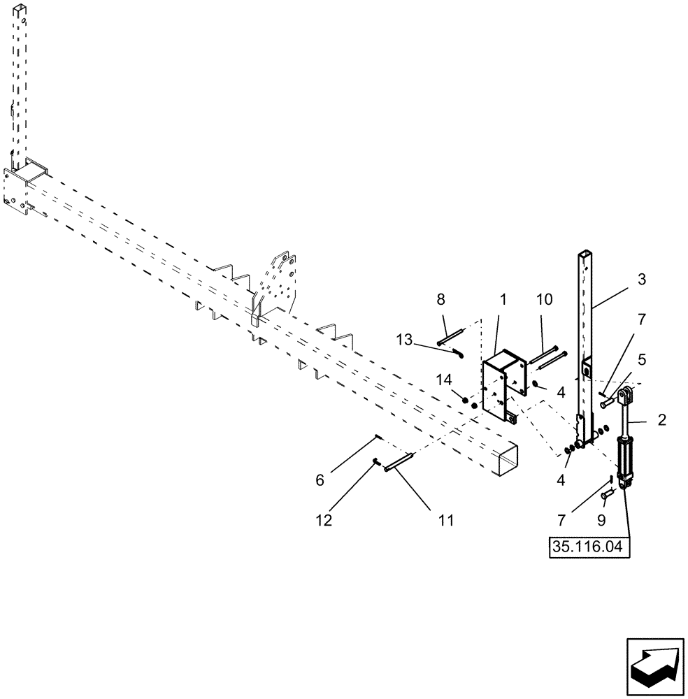 Схема запчастей Case IH 1210 - (39.100.07) - ROW MARKER INNER SECTION, 6 ROW NARROW RIGID MOUNTED MACHINES (39) - FRAMES AND BALLASTING