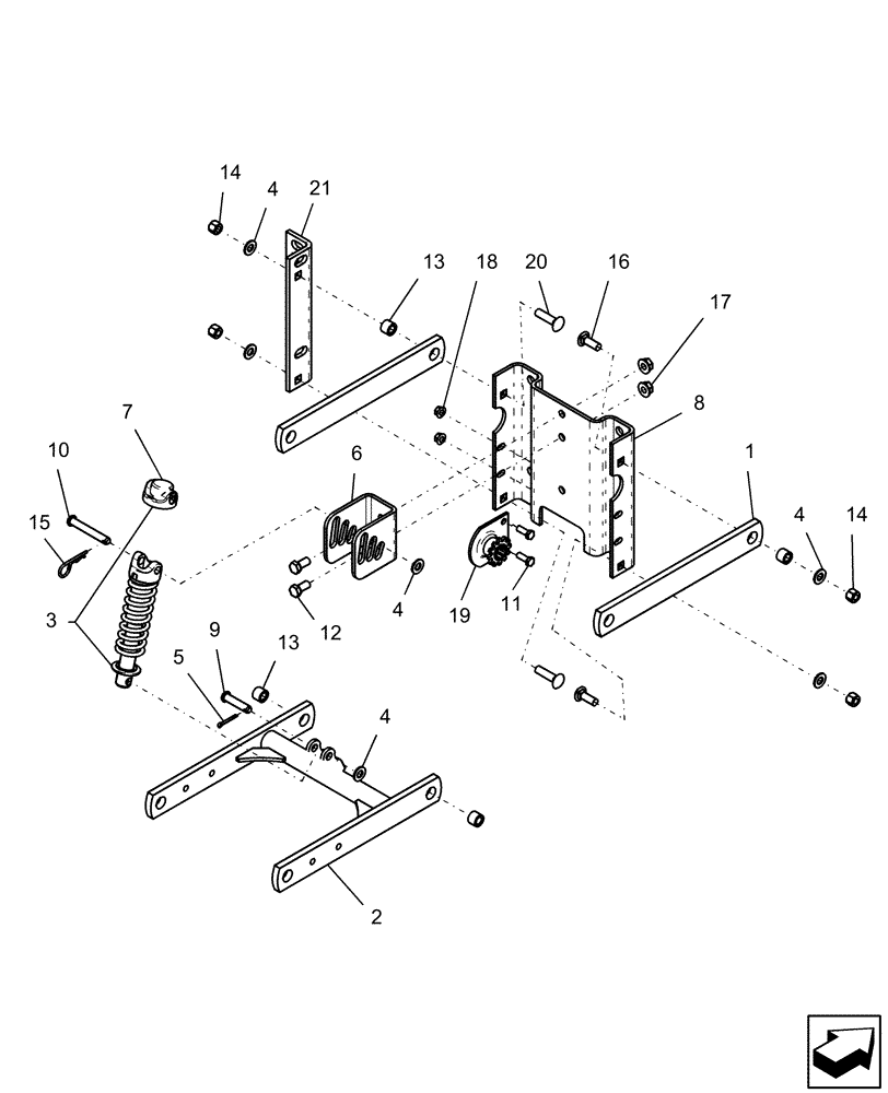 Схема запчастей Case IH 1240 - (75.200.03) - DOWN PRESSURE STANDARD AND OFFSET LINKAGE (75) - SOIL PREPARATION