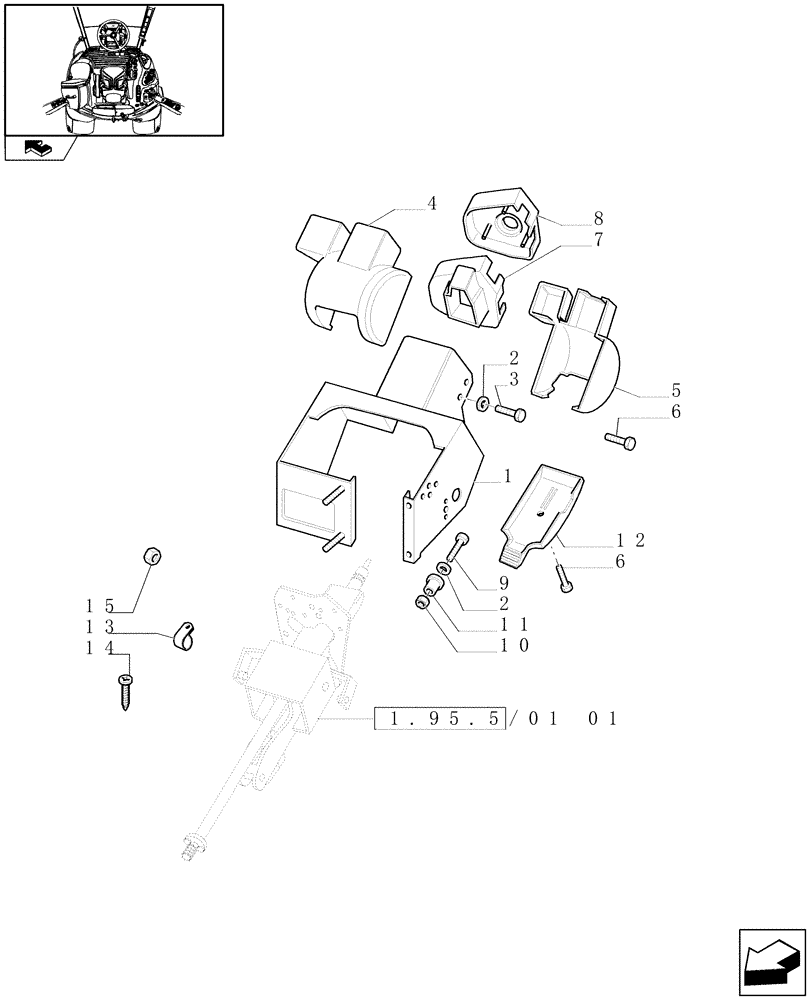 Схема запчастей Case IH MAXXUM 140 - (1.95.5/01[02]) - FAST STEERING - COVERING AND SUPPORT (VAR.330631-336631) (10) - OPERATORS PLATFORM/CAB