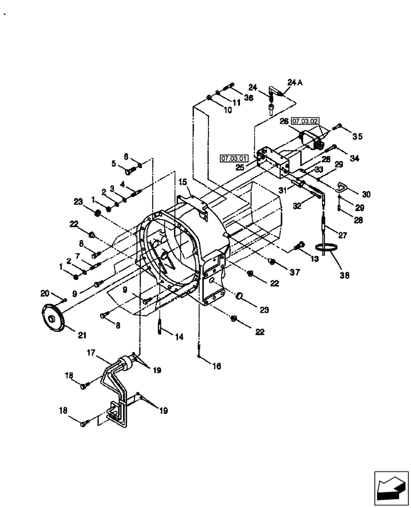 Схема запчастей Case IH FARMALL 60 - (03.02) - CLUTCH CASE - EHSS (03) - TRANSMISSION