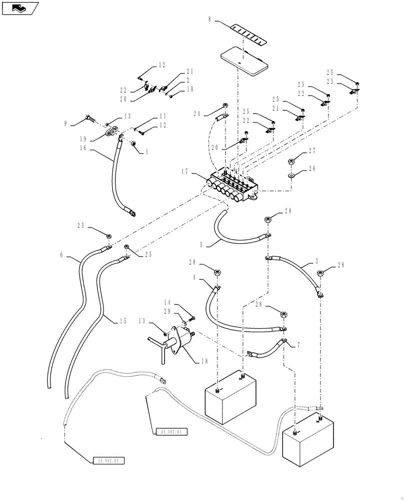 Схема запчастей Case IH TITAN 4030 - (55.302.02) - BATTERY CABLES (55) - ELECTRICAL SYSTEMS