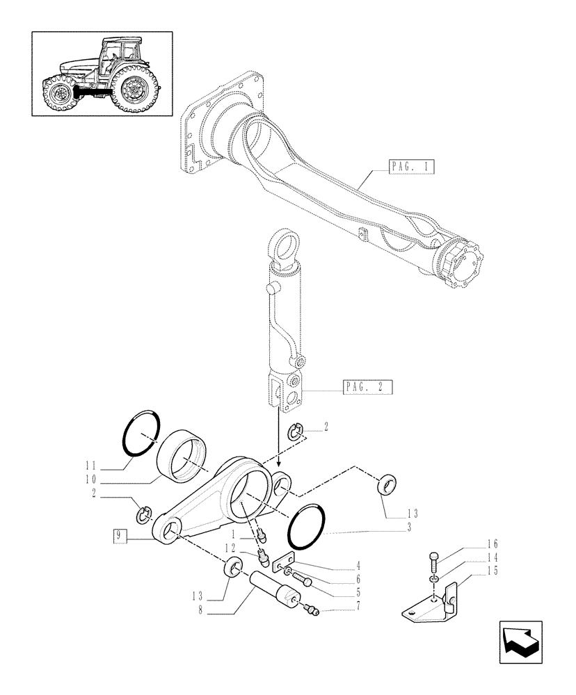 Схема запчастей Case IH MXU115 - (1.21.3/01[03]) - (VAR.309/1) 4WD FRONT AXLE WITH SUSPENSIONS AND TERRALOC", BRAKES - CYLINDER AND RELEVANT PARTS (03) - TRANSMISSION