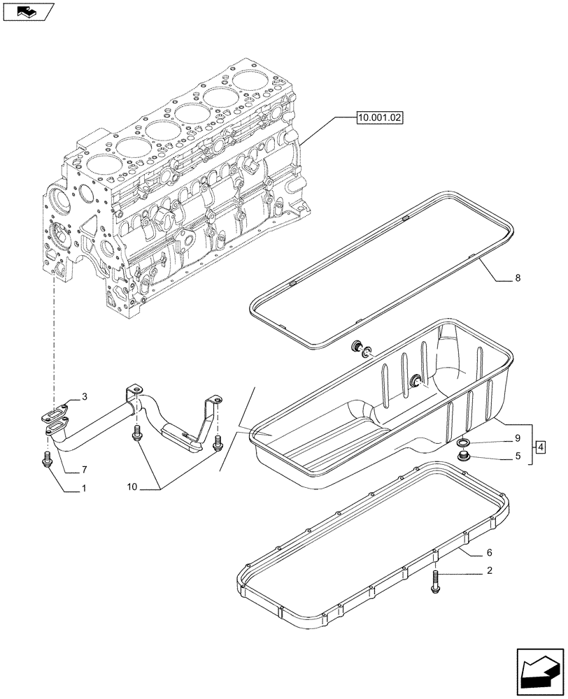 Схема запчастей Case IH F4HE9687G J104 - (10.102.01) - ENGINE OIL SUMP (2853310) (10) - ENGINE