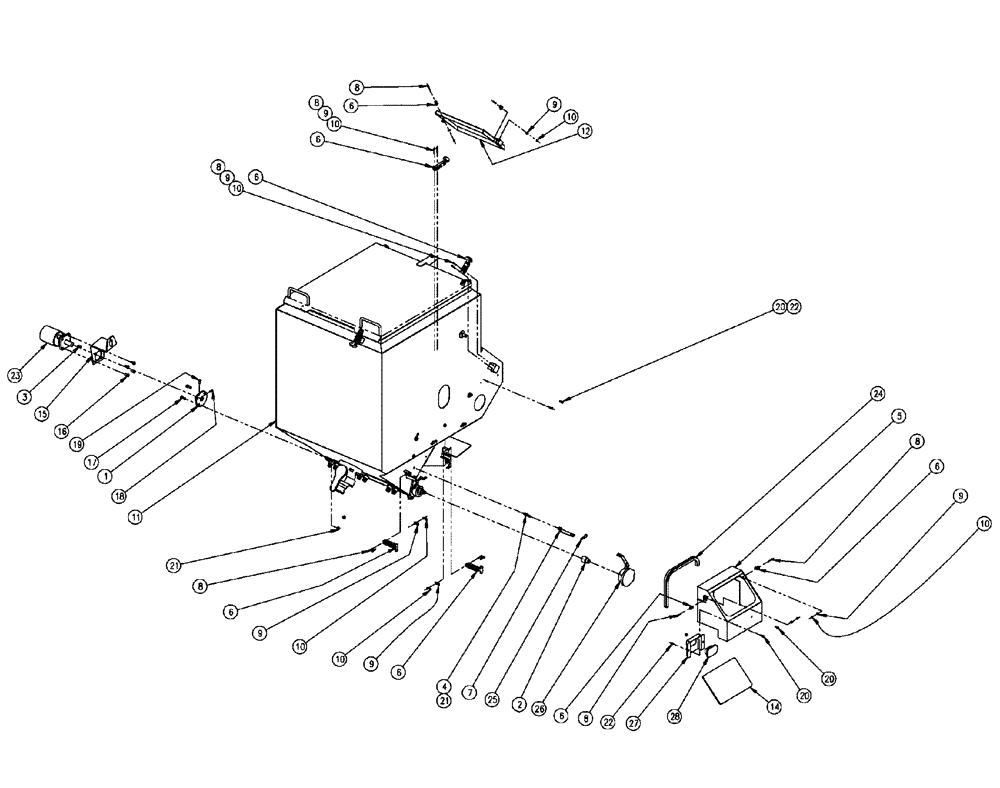 Схема запчастей Case IH FLX810 - (02-009) - PARTS GROUP, DOUBLE BIN, RH, 50 CU. FT Bin Group