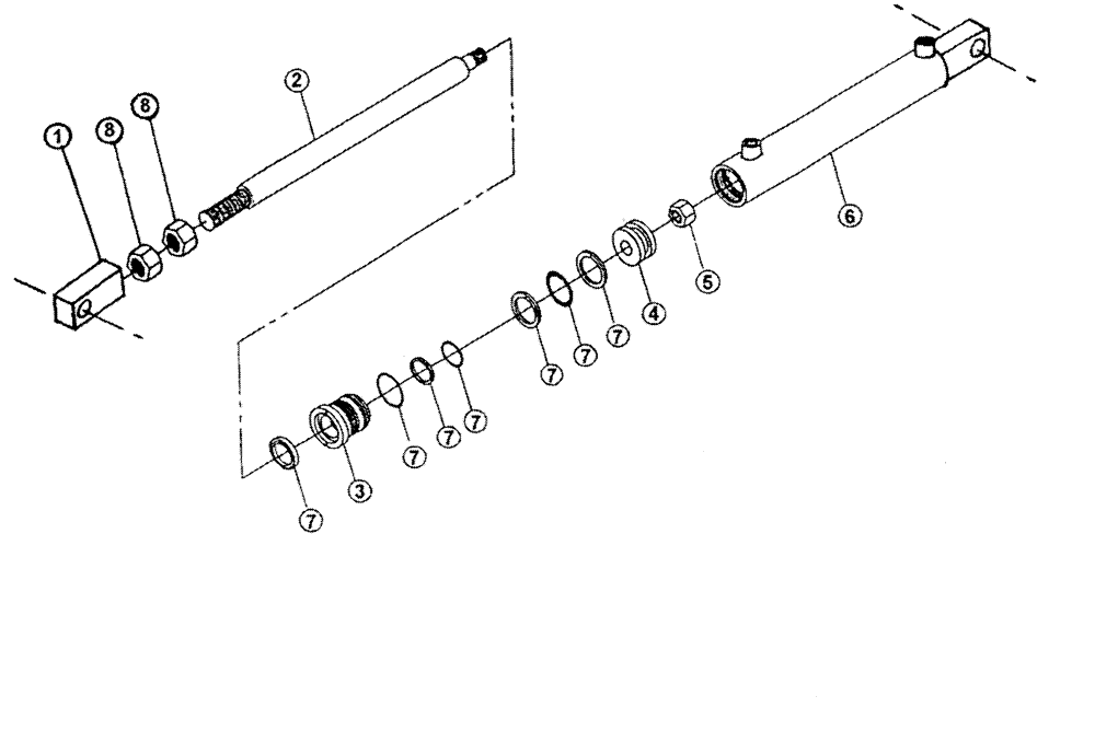 Схема запчастей Case IH TYLER - (06-006) - HYDRAULIC CYLINDER - BOOM LEVEL (60 &75) Cylinders