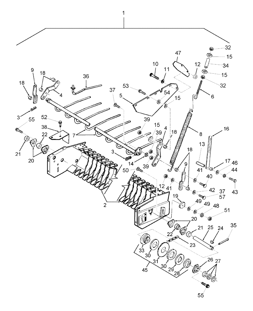 Схема запчастей Case IH RB554 - (13.140) - STANDARD PICKUP, FRAME, WINDGUARD & SLIP CLUTCH (13) - FEEDER