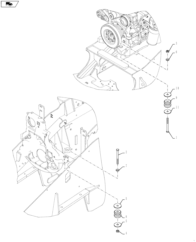 Схема запчастей Case IH STEIGER 400 - (10.012.02) - ENGINE MOUNTING - STEIGER 400-450 (10) - ENGINE