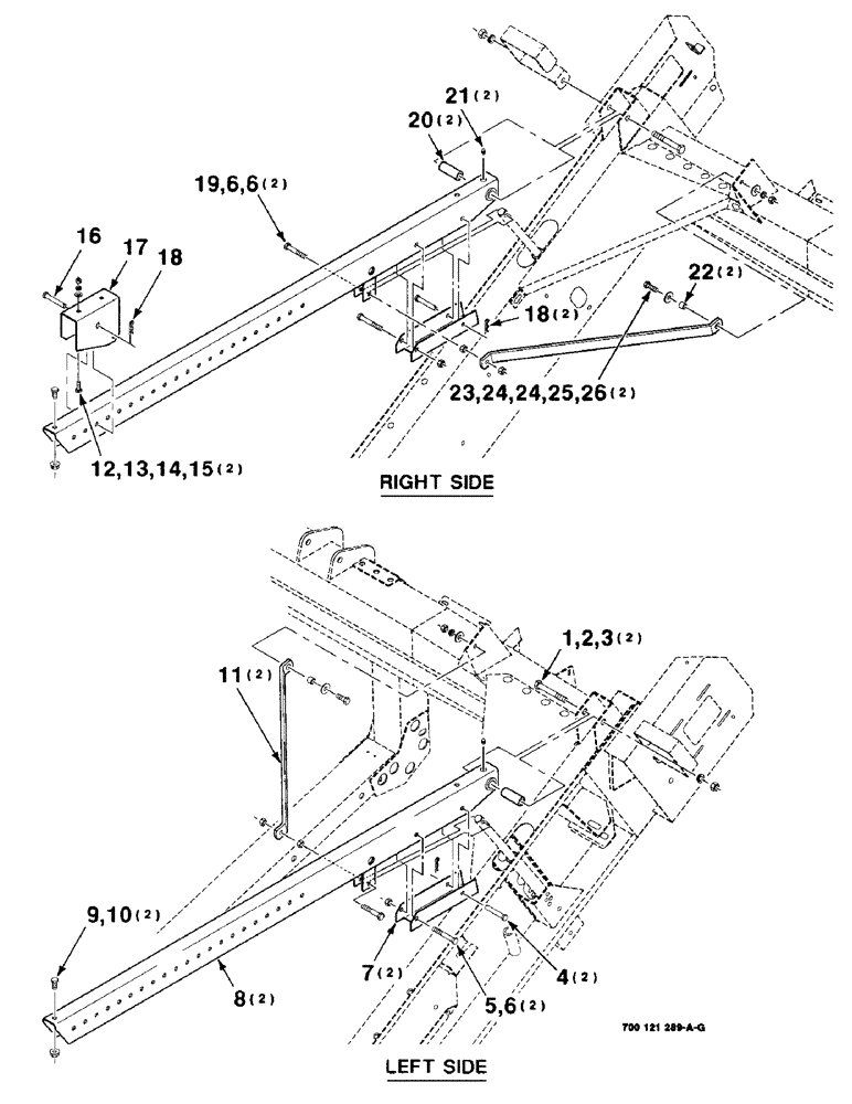 Схема запчастей Case IH 8820 - (3-32) - REEL ARM ASSEMBLY, LEFT AND RIGHT (09) - CHASSIS