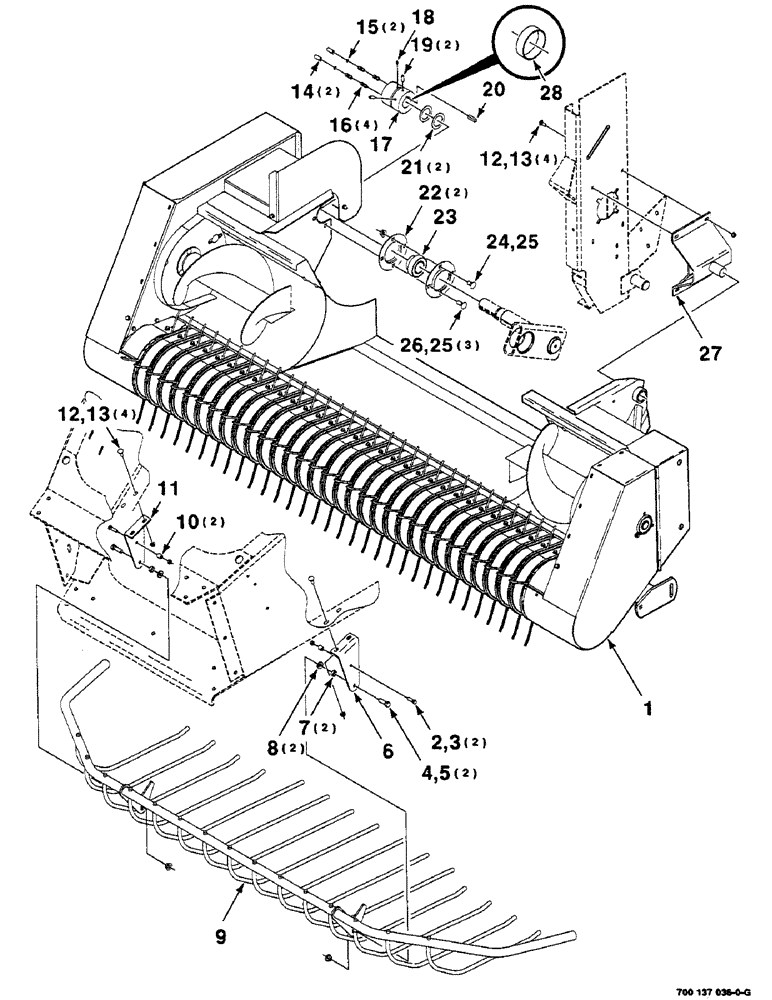 Схема запчастей Case IH 8585 - (3-02) - WINDGUARD, PICKUP AND MOUNTING ASSEMBLIES Pickup