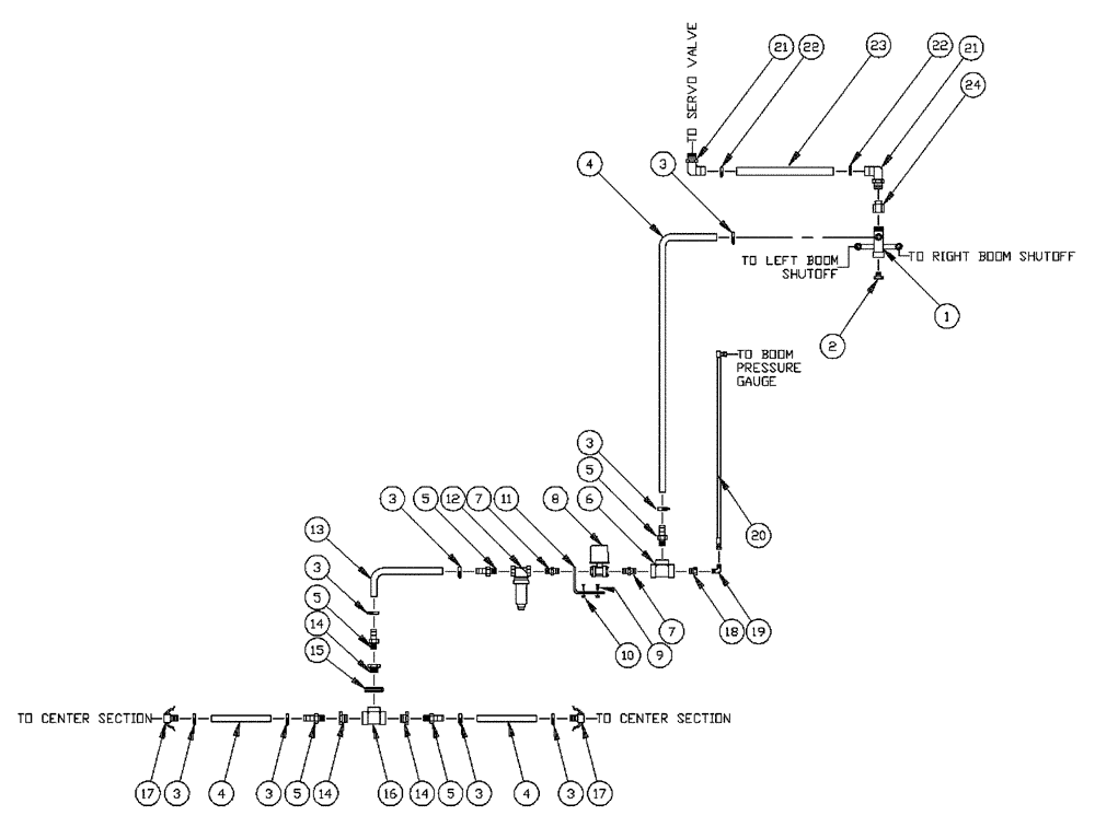 Схема запчастей Case IH PATRIOT 150 - (09-033) - 75 3-BOOM SHUTOFF - CENTER BOOM Liquid Plumbing