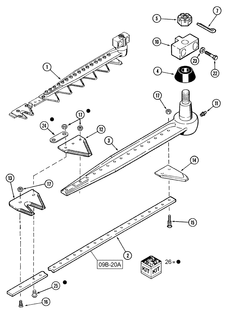 Схема запчастей Case IH 1020 - (09B-06) - KNIFE ASSEMBLY 3 INCH BOLTED COARSE SERRATIONS (09) - CHASSIS/ATTACHMENTS