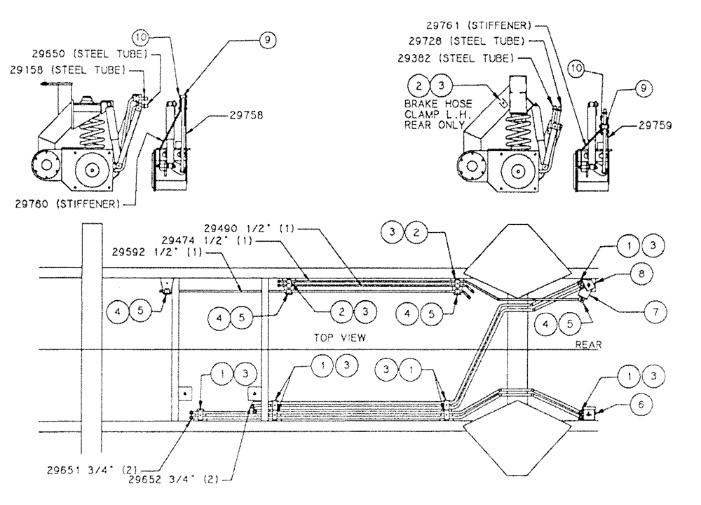 Схема запчастей Case IH PATRIOT - (04-004) - STEEL HYD. TUBES & CLAMPS Suspension & Frame