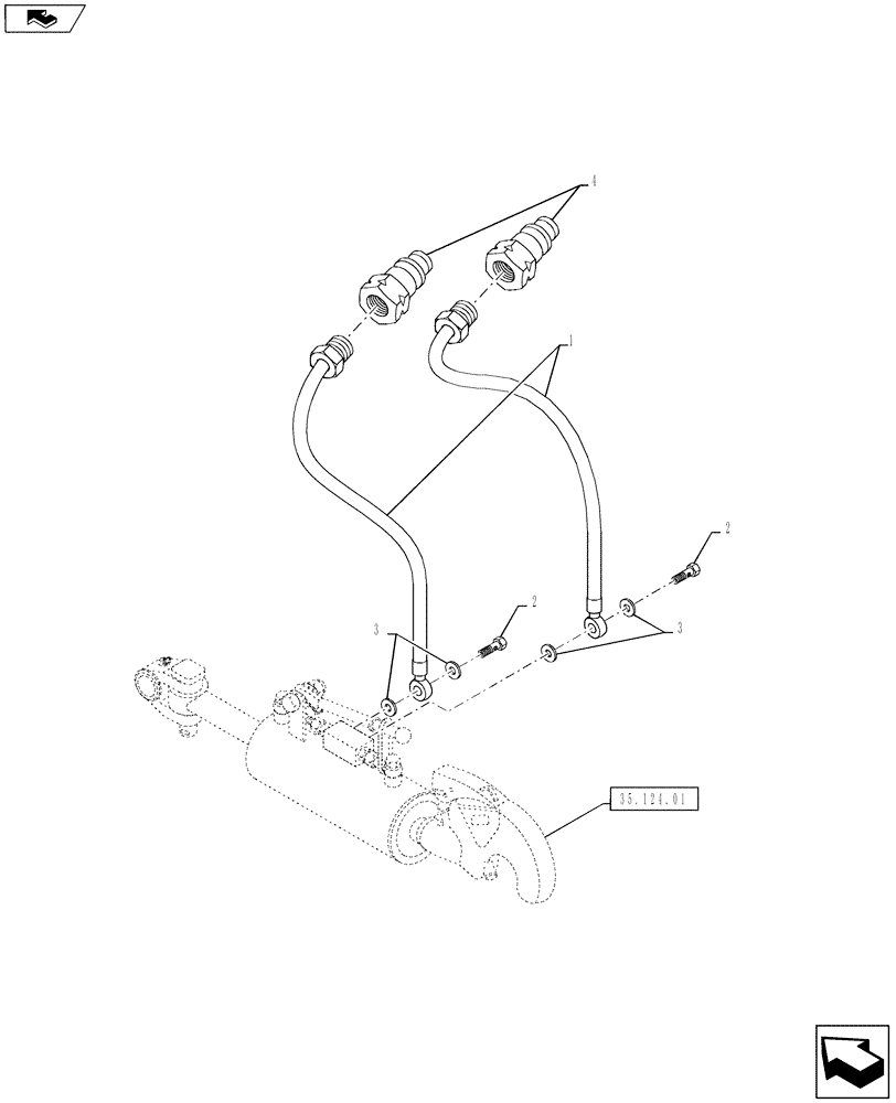 Схема запчастей Case IH PUMA 130 - (35.124.02) - VAR - 332923 - CAT 2/3 QUICK ATTACH LINKS FOR HYDRAULIC LINKAGE ADJUSTMENT - PIPES (35) - HYDRAULIC SYSTEMS