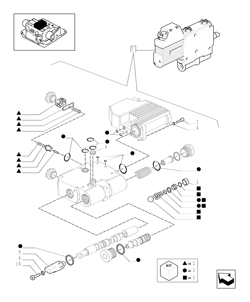 Схема запчастей Case IH MXU125 - (1.82.7/ H[01]) - ELECTRONIC CONTROL VALVE - COMPONENT PARTS - C5029 (07) - HYDRAULIC SYSTEM