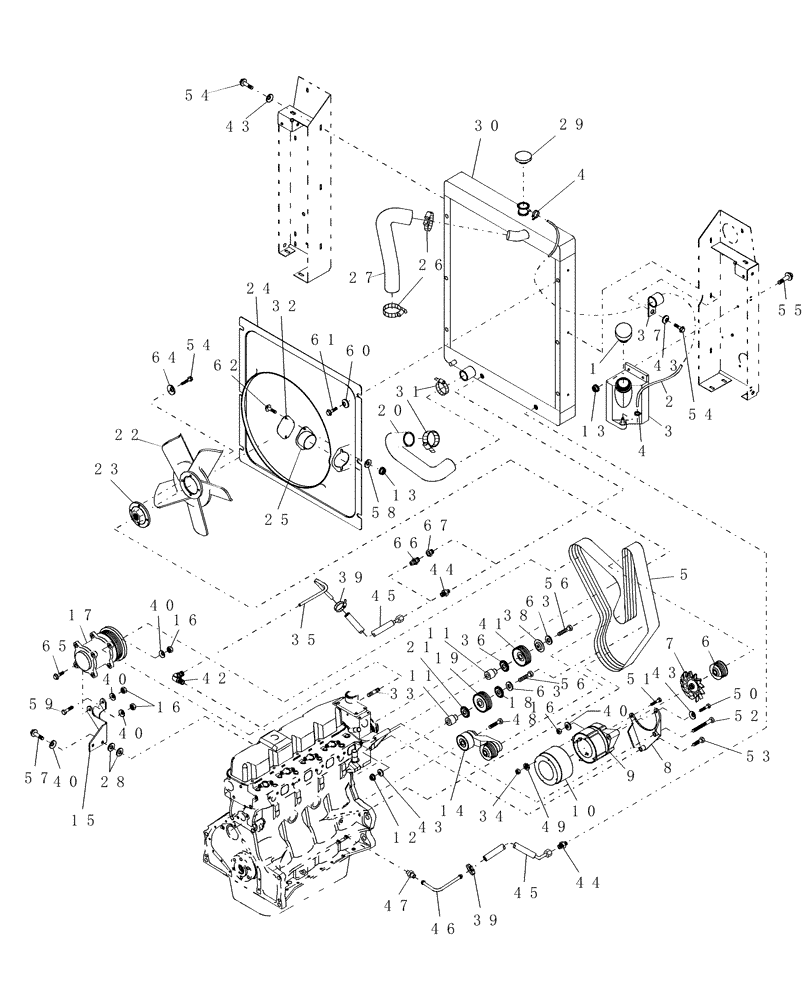 Схема запчастей Case IH WDX1101 - (059A) - RADIATOR& FAN, ALTERNATOR & DRIVE (10) - ENGINE