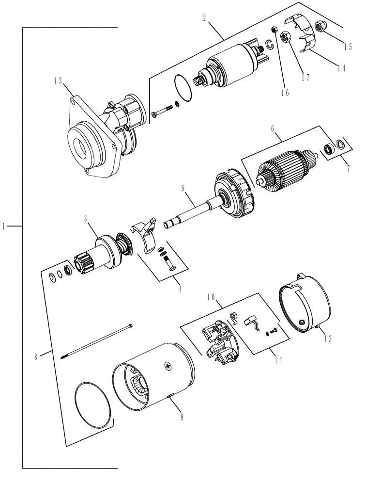 Схема запчастей Case IH 625 - (55.201.02) - STARTER ASSY (55) - ELECTRICAL SYSTEMS