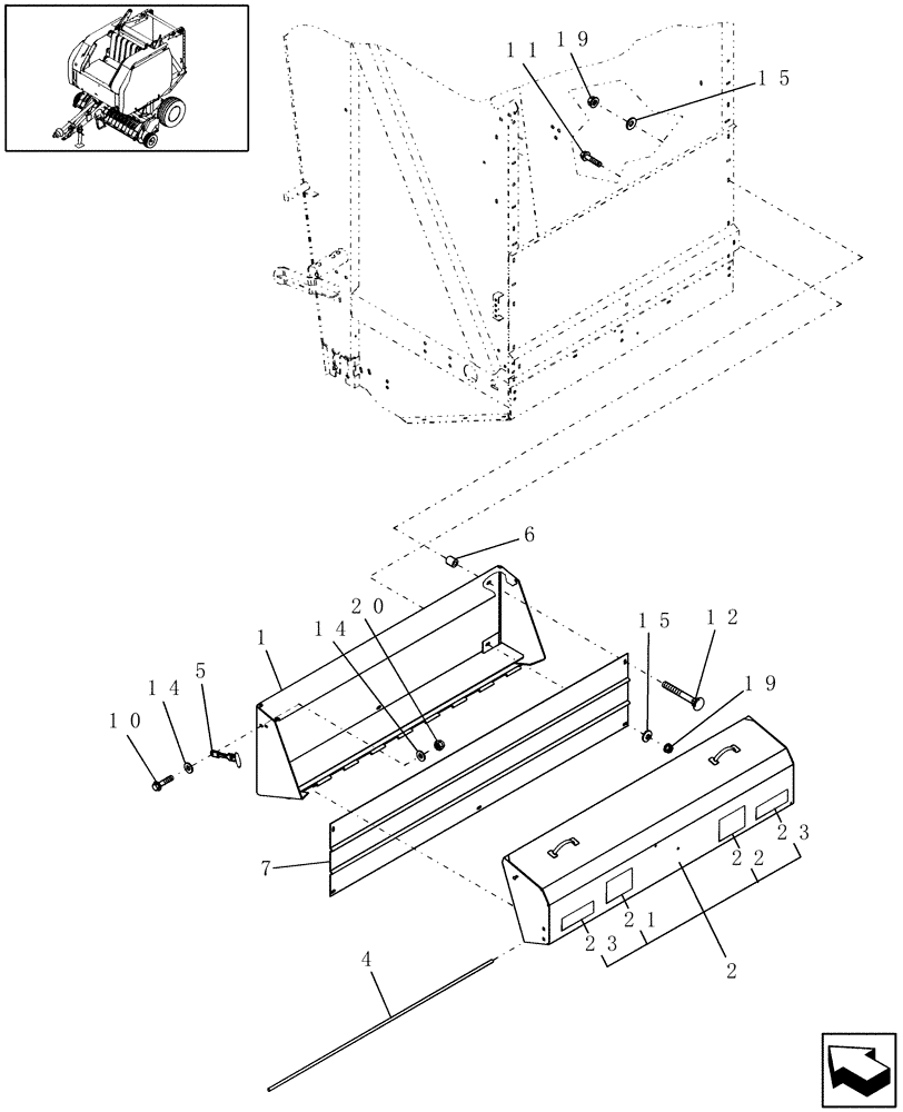 Схема запчастей Case IH RBX462 - (08.75) - SHIELDS, NET BOX, SINGLE (08) - SHEET METAL/DECALS