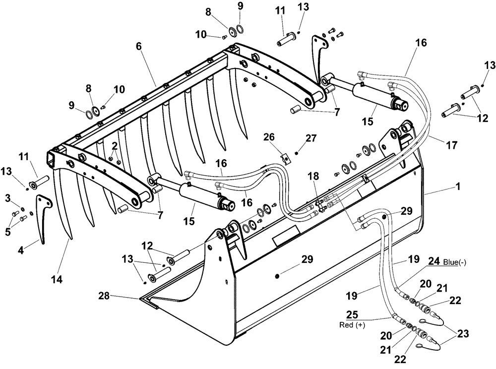 Схема запчастей Case IH L740 - (82.300.AQ[02]) - VAR - 717454006 - MULTIBENNE 170 (82) - FRONT LOADER & BUCKET