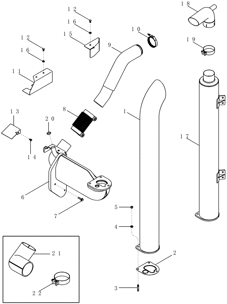 Схема запчастей Case IH MX230 - (02-08) - EXHAUST SYSTEM (02) - ENGINE