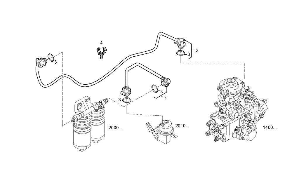 Схема запчастей Case IH F4BE0484F D606 - (2030.218) - FUEL LINES 