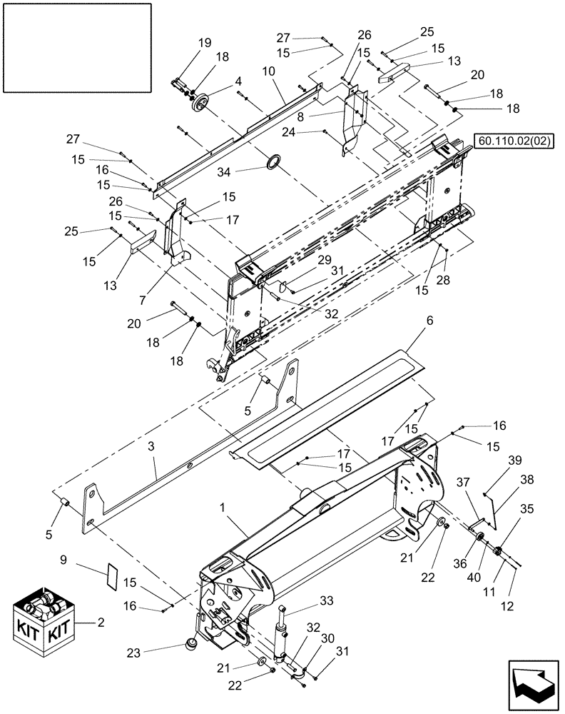 Схема запчастей Case IH 7010 - (60.110.03[02]) - LATERAL TILT FEEDER ADAPTER - PIN HAJ202001 & AFTER - 7010/8010 (60) - PRODUCT FEEDING