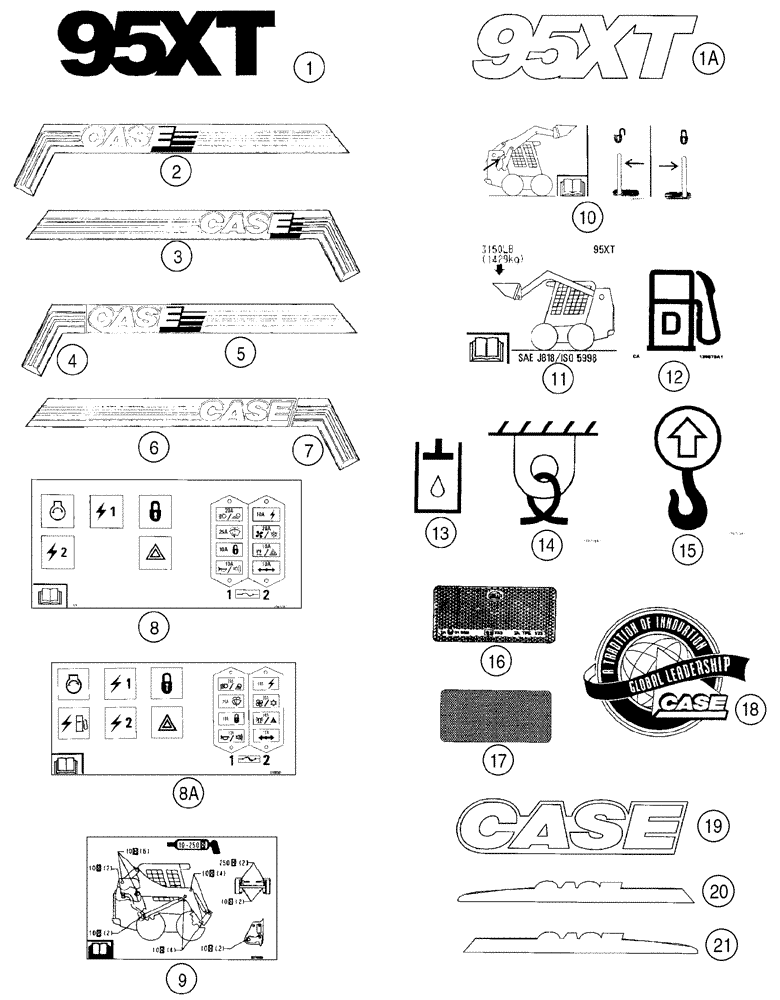 Схема запчастей Case IH 95XT - (09-75) - DECALS (09) - CHASSIS/ATTACHMENTS