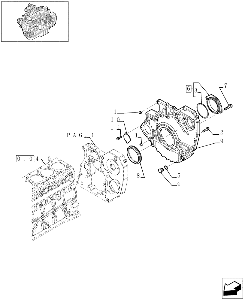 Схема запчастей Case IH F4GE9684C J600 - (0.04.3[03]) - CRANKCASE COVERS (504153446) 