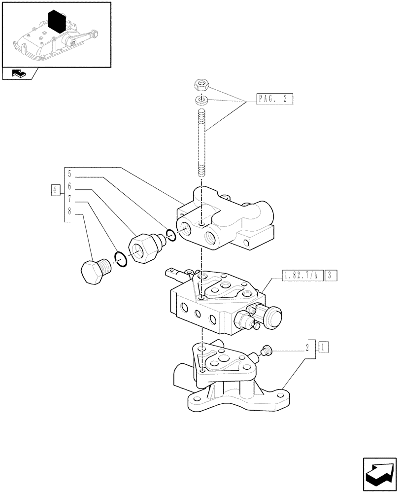 Схема запчастей Case IH FARMALL 75C - (1.82.7[01]) - REMOTE VALVES (07) - HYDRAULIC SYSTEM