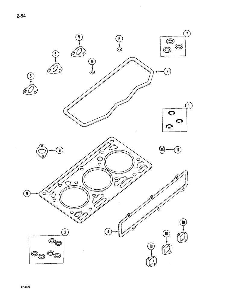 Схема запчастей Case IH 495 - (2-054) - ENGINE SERVICE KIT, CYLINDER HEAD GASKETS (02) - ENGINE