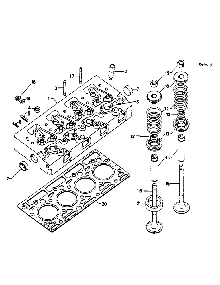 Схема запчастей Case IH 824 - (017) - CYLINDER HEAD (02) - ENGINE