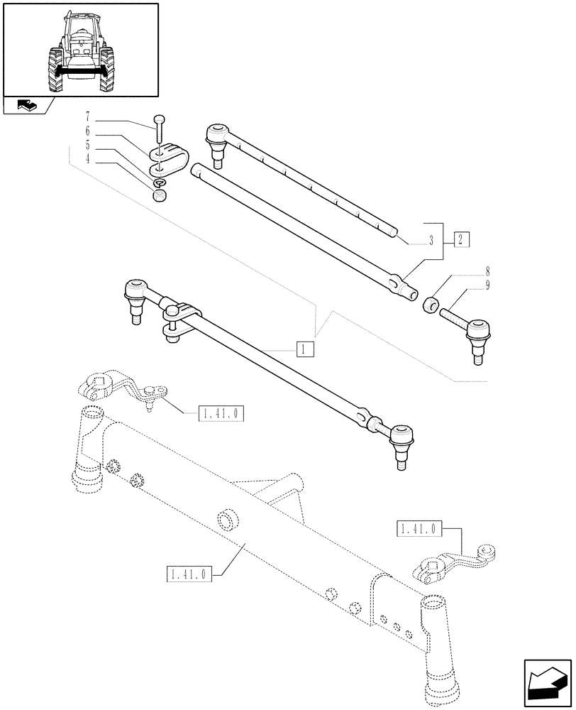 Схема запчастей Case IH FARMALL 85U - (1.41.0/ C) - 2WD FRONT AXLE - TRANSVERSAL STEERING TIE-ROD - D6086 (VAR.330403) (04) - FRONT AXLE & STEERING