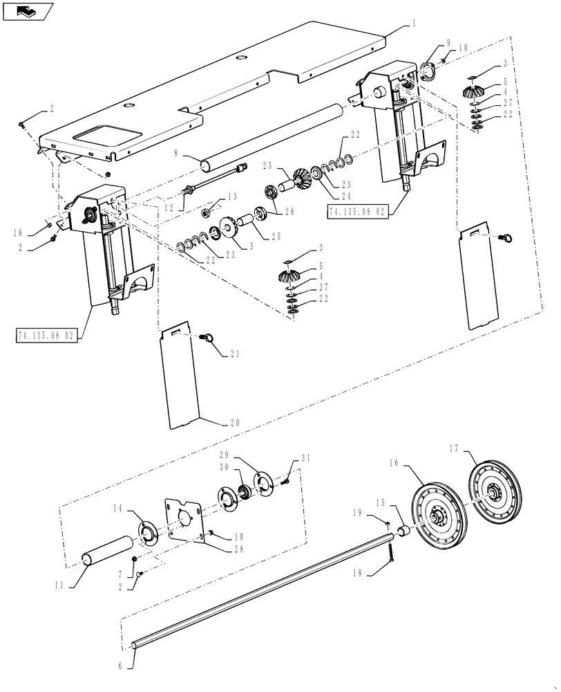 Схема запчастей Case IH 5088 - (74.135.08[03]) - CHAFF SPREADER- DRIVE-- UPDATE MY12 (74) - CLEANING