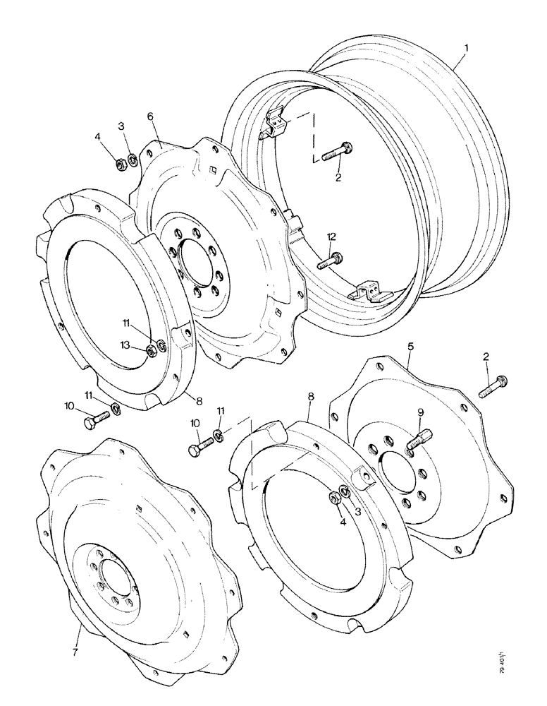 Схема запчастей Case IH 1490 - (T01-1) - REAR WHEELS AND BALLAST WEIGHTS (11) - WHEELS & WEIGHTS