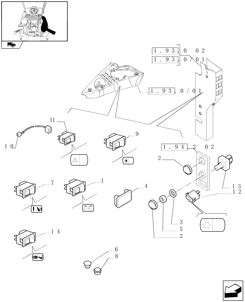 Схема запчастей Case IH PUMA 180 - (1.75.1[01]) - SWITCHES AND RELATED PARTS (06) - ELECTRICAL SYSTEMS