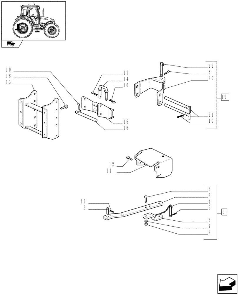 Схема запчастей Case IH FARMALL 80 - (1.89.5) - SUPPORT, MOBILE BAR AND HITCH (HOLE DIAMETER 29 MM) - TYPE C (VAR.335955) (09) - IMPLEMENT LIFT