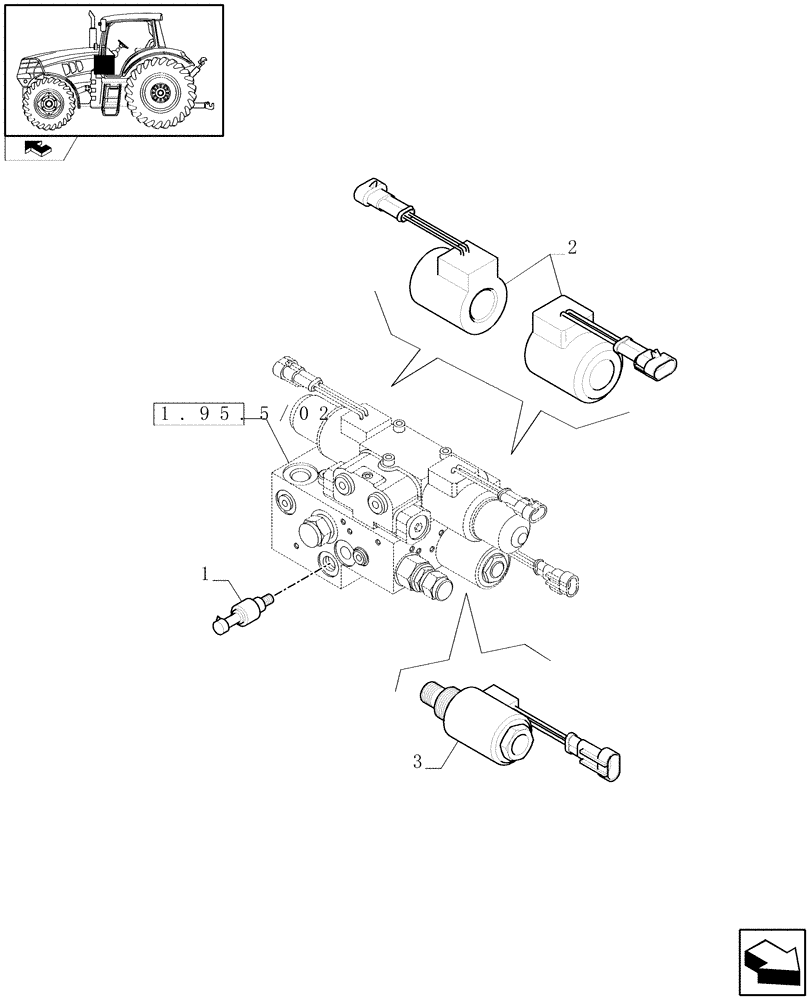 Схема запчастей Case IH PUMA 195 - (1.75.0/07) - (VAR.190) AUTOGUIDANCE SYSTEM READY - SOLENOID VALVES AND SENSOR (06) - ELECTRICAL SYSTEMS