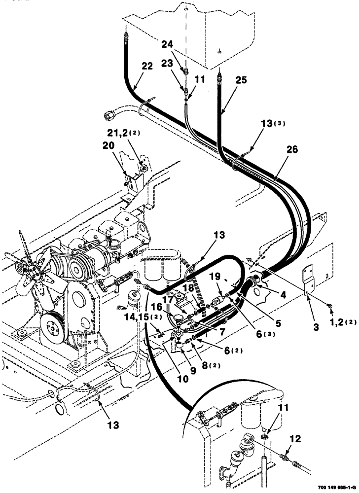 Схема запчастей Case IH 8860HP - (03-04) - FUEL LINE ASSEMBLIES (8860 80HP) (10) - ENGINE