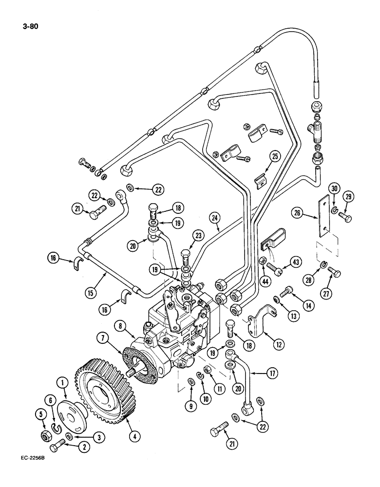 Схема запчастей Case IH 585 - (3-080) - FUEL INJECTION PUMP AND TUBES (03) - FUEL SYSTEM