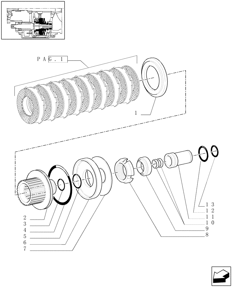 Схема запчастей Case IH MXM175 - (1.33.3/01[02]) - START HYDRAULIC CLUTCH (4WD) (04) - FRONT AXLE & STEERING